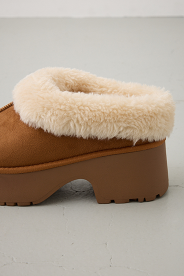 厚底ムートンヒールデザインスリッポン 詳細画像