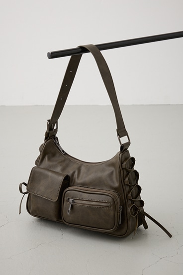 サイドレースアップボックスポケットミニバッグ