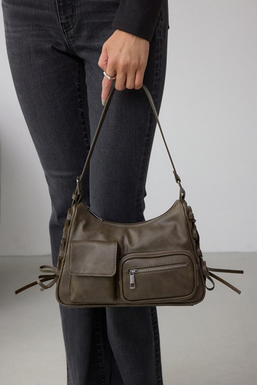 サイドレースアップボックスポケットミニバッグ