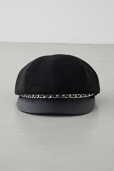 フェイクレザーチェーンキャスケット 詳細画像