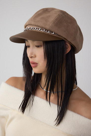 フェイクレザーチェーンキャスケット