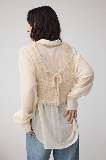 バックオープンポンポンヤーンベスト 詳細画像