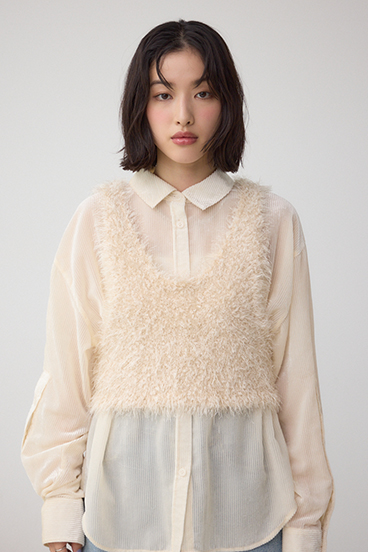 バックオープンポンポンヤーンベスト 詳細画像