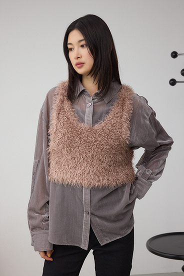 バックオープンポンポンヤーンベスト 詳細画像