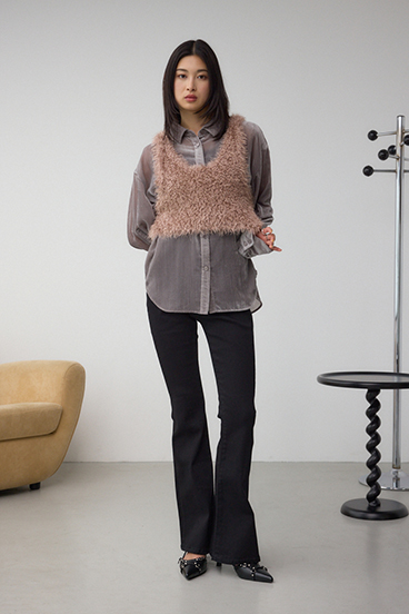 バックオープンポンポンヤーンベスト 詳細画像