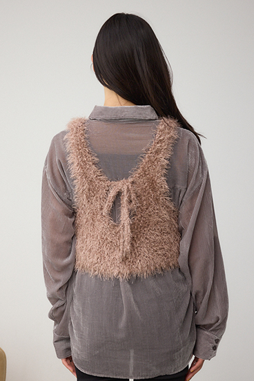 バックオープンポンポンヤーンベスト 詳細画像