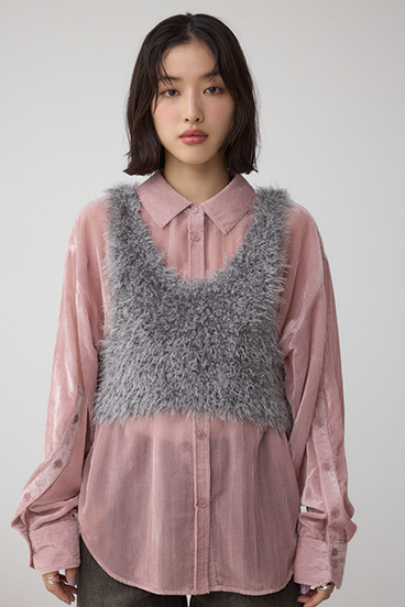 バックオープンポンポンヤーンベスト 詳細画像