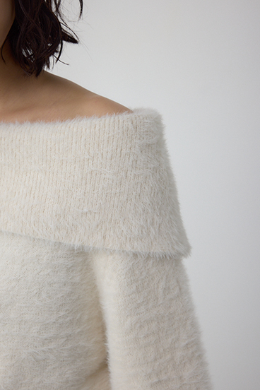 モヘヤライクオフショルダーニット 詳細画像