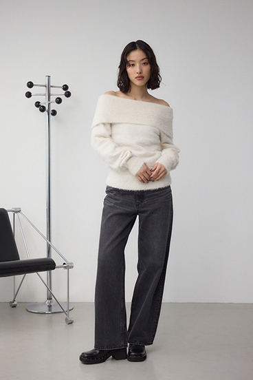 モヘヤライクオフショルダーニット 詳細画像