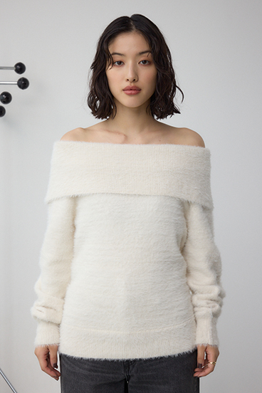 モヘヤライクオフショルダーニット 詳細画像