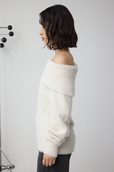 モヘヤライクオフショルダーニット 詳細画像