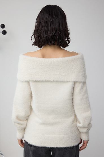 モヘヤライクオフショルダーニット 詳細画像