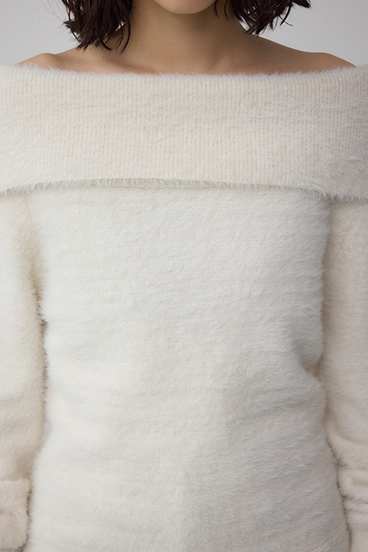 モヘヤライクオフショルダーニット 詳細画像