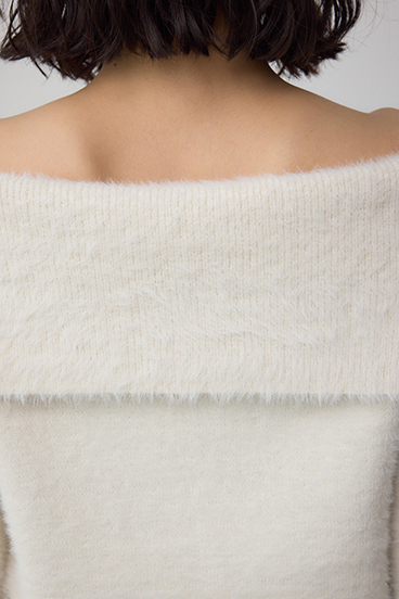 モヘヤライクオフショルダーニット 詳細画像