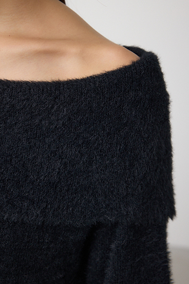 モヘヤライクオフショルダーニット 詳細画像