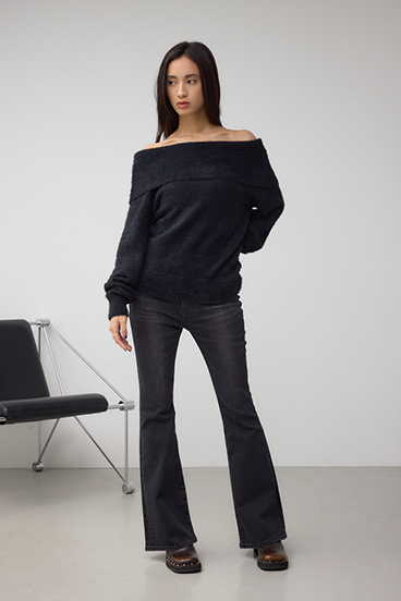 モヘヤライクオフショルダーニット 詳細画像