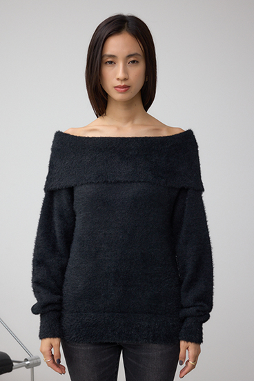 モヘヤライクオフショルダーニット 詳細画像