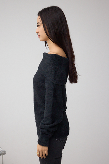 モヘヤライクオフショルダーニット 詳細画像