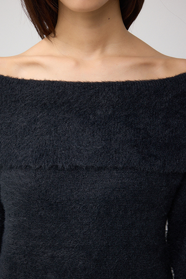 モヘヤライクオフショルダーニット 詳細画像