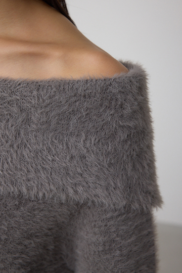 モヘヤライクオフショルダーニット 詳細画像