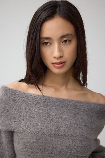 モヘヤライクオフショルダーニット 詳細画像