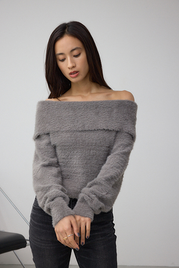 モヘヤライクオフショルダーニット 詳細画像