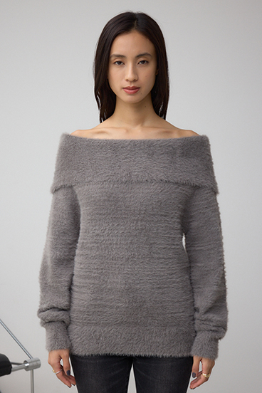 モヘヤライクオフショルダーニット 詳細画像