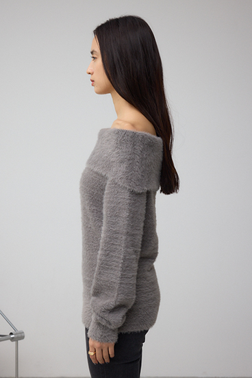 モヘヤライクオフショルダーニット 詳細画像