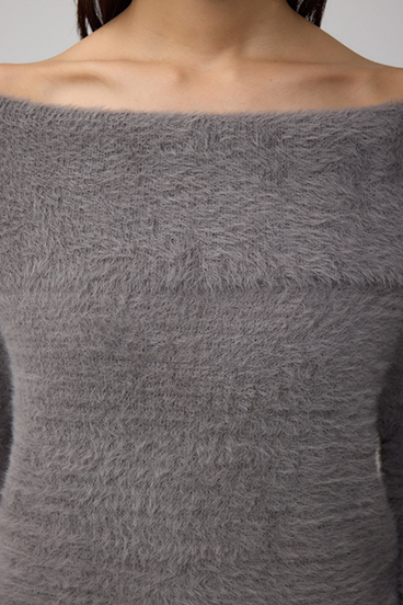 モヘヤライクオフショルダーニット 詳細画像