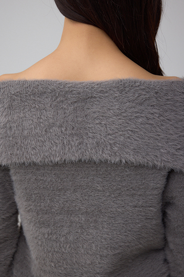 モヘヤライクオフショルダーニット 詳細画像