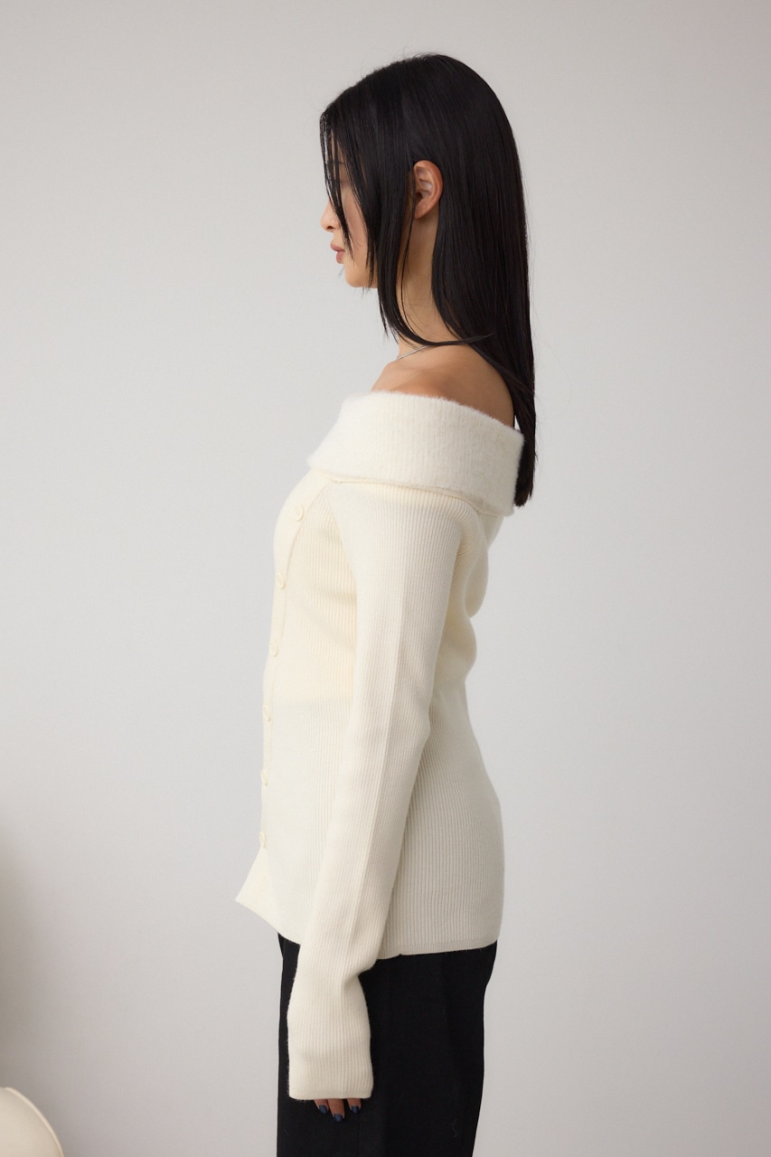 シャギーコンビオフショルダーニット 詳細画像