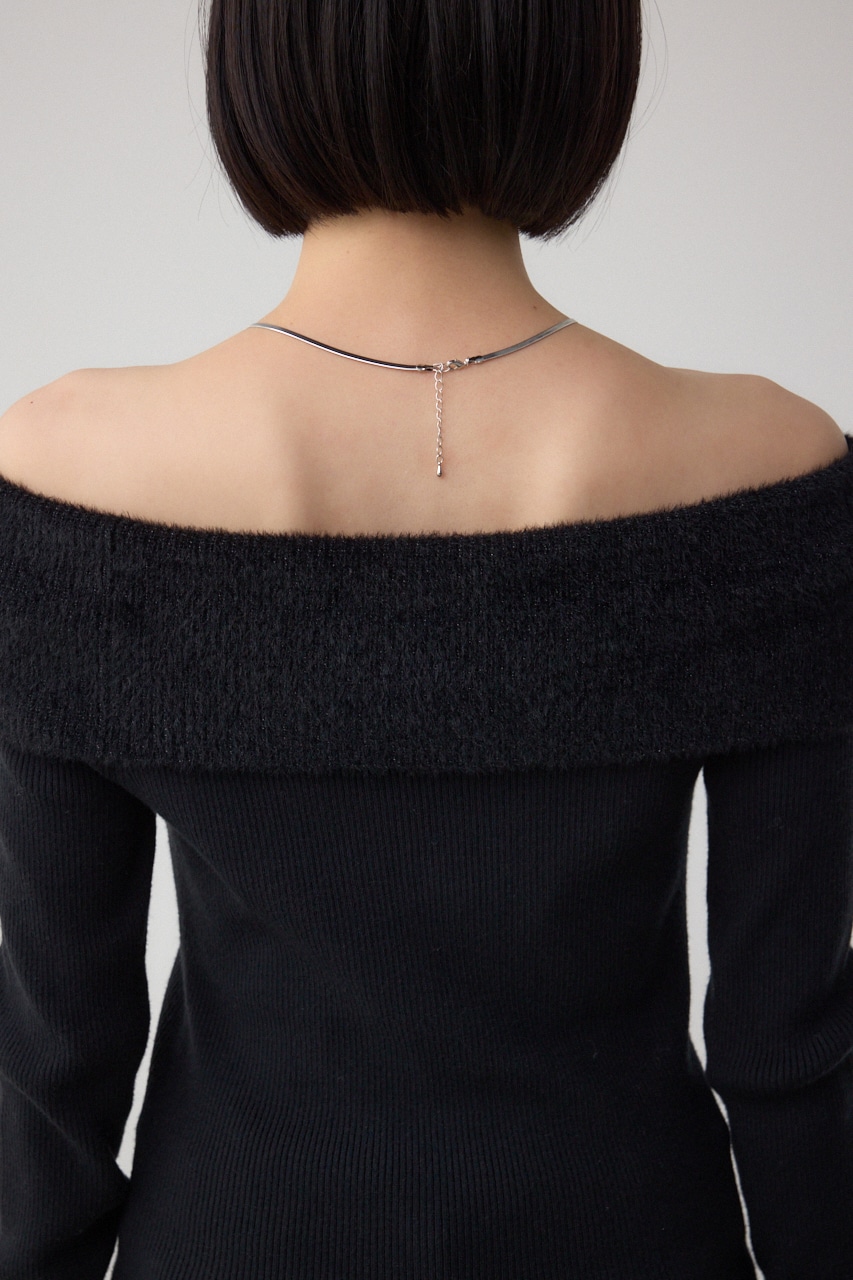 シャギーコンビオフショルダーニット 詳細画像