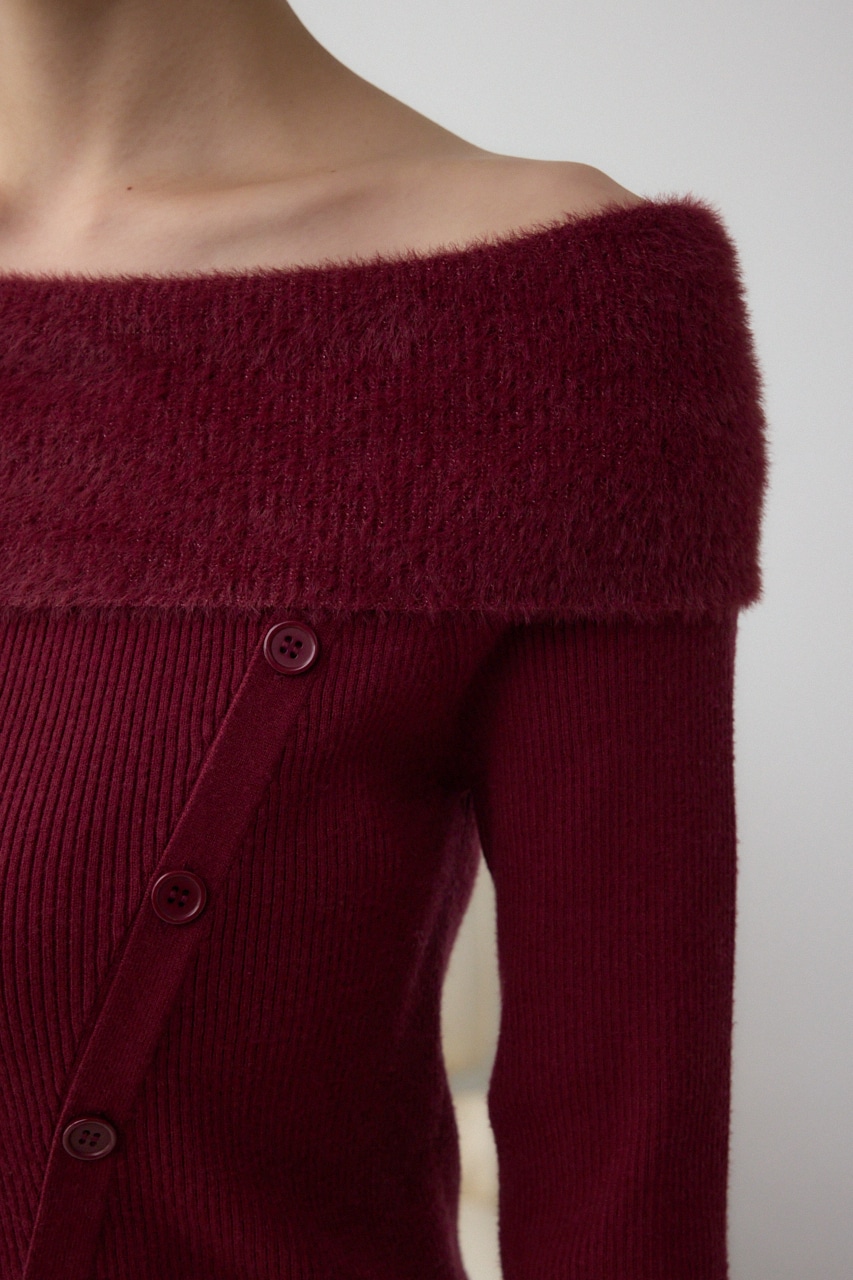 シャギーコンビオフショルダーニット 詳細画像