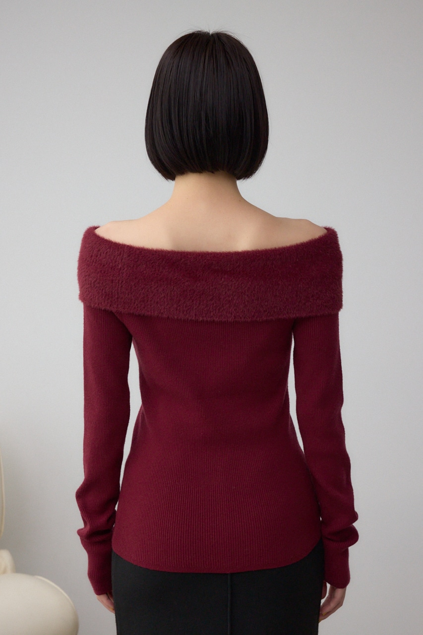 シャギーコンビオフショルダーニット 詳細画像