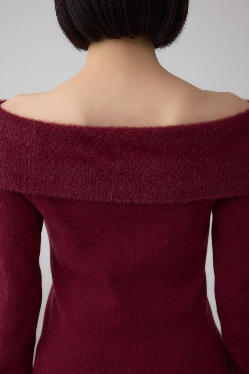 シャギーコンビオフショルダーニット 詳細画像