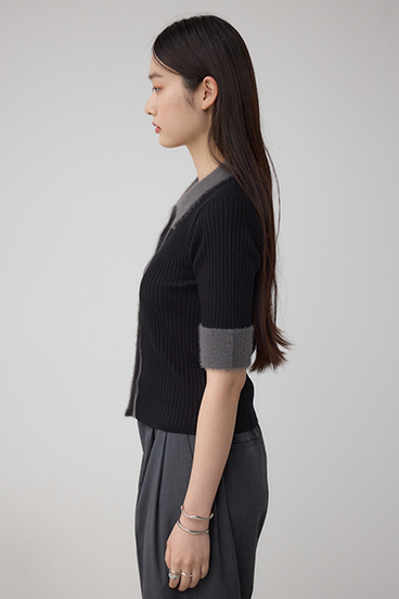 シャギーコンビポロニットトップス 詳細画像