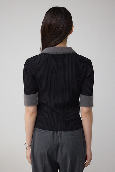 シャギーコンビポロニットトップス 詳細画像