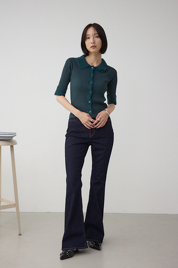 シャギーコンビポロニットトップス 詳細画像