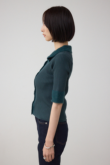 シャギーコンビポロニットトップス 詳細画像