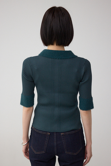 シャギーコンビポロニットトップス 詳細画像