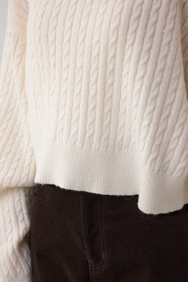 ドロストリングスパンコールラメニット 詳細画像