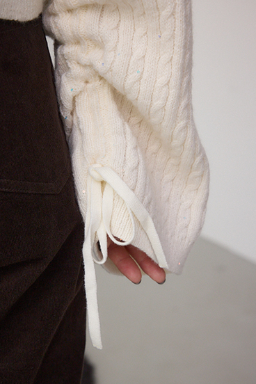 ドロストリングスパンコールラメニット 詳細画像