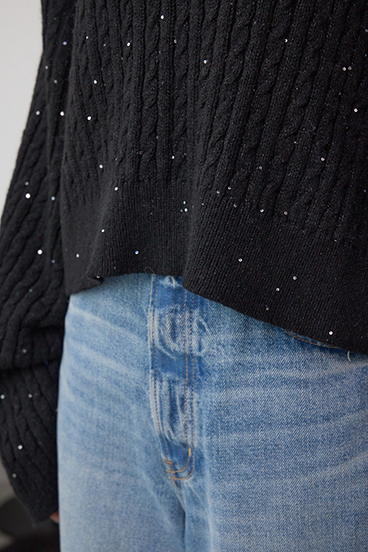 ドロストリングスパンコールラメニット 詳細画像