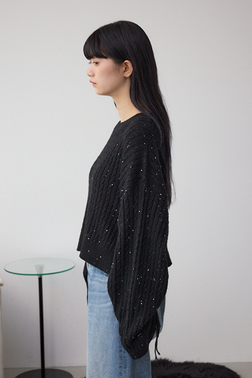 ドロストリングスパンコールラメニット 詳細画像