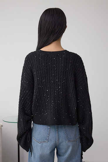 ドロストリングスパンコールラメニット 詳細画像