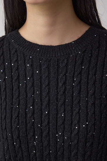 ドロストリングスパンコールラメニット 詳細画像