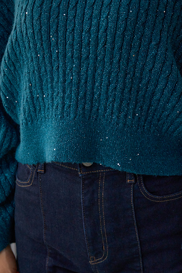 ドロストリングスパンコールラメニット 詳細画像