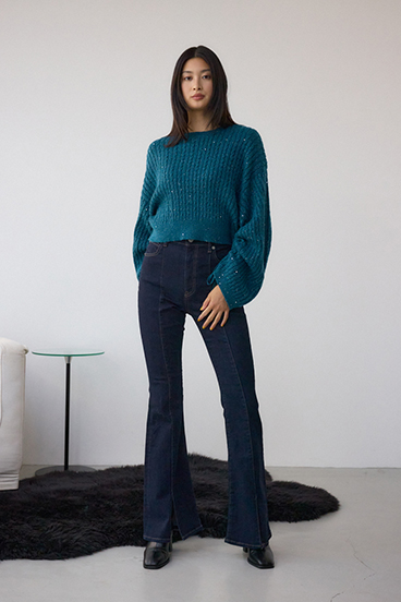 ドロストリングスパンコールラメニット 詳細画像