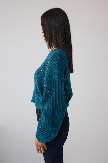 ドロストリングスパンコールラメニット 詳細画像