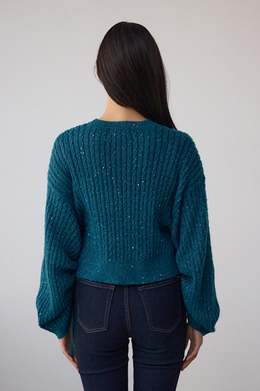 ドロストリングスパンコールラメニット 詳細画像